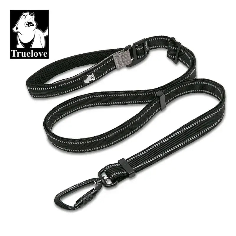 Laisse pour chien TrueLove avec boucle en métal réfléchissante et clip carabiner, mains libres