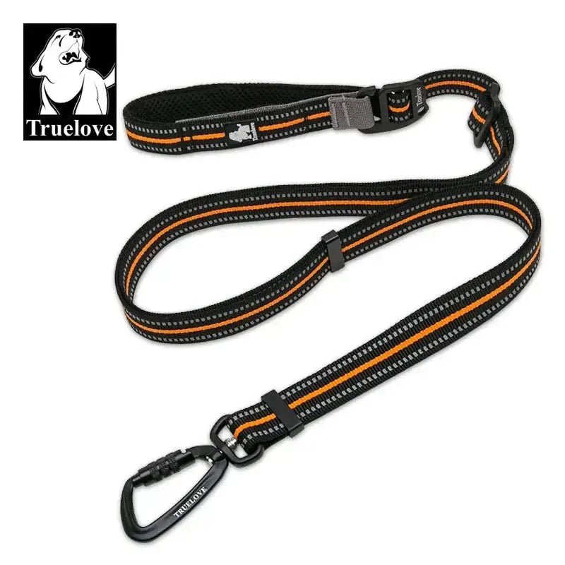 Laisse pour chien TrueLove avec bandes réfléchissantes orange, idéale pour chien Truelove et mains libres