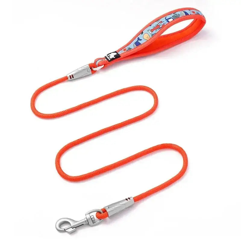 Laisse pour chien Truelove avec poignée rembourrée orange et motif floral