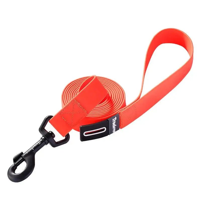 Laisse pour chien Truelove PVC imperméable avec crochet rotatif 360° et boucle orange