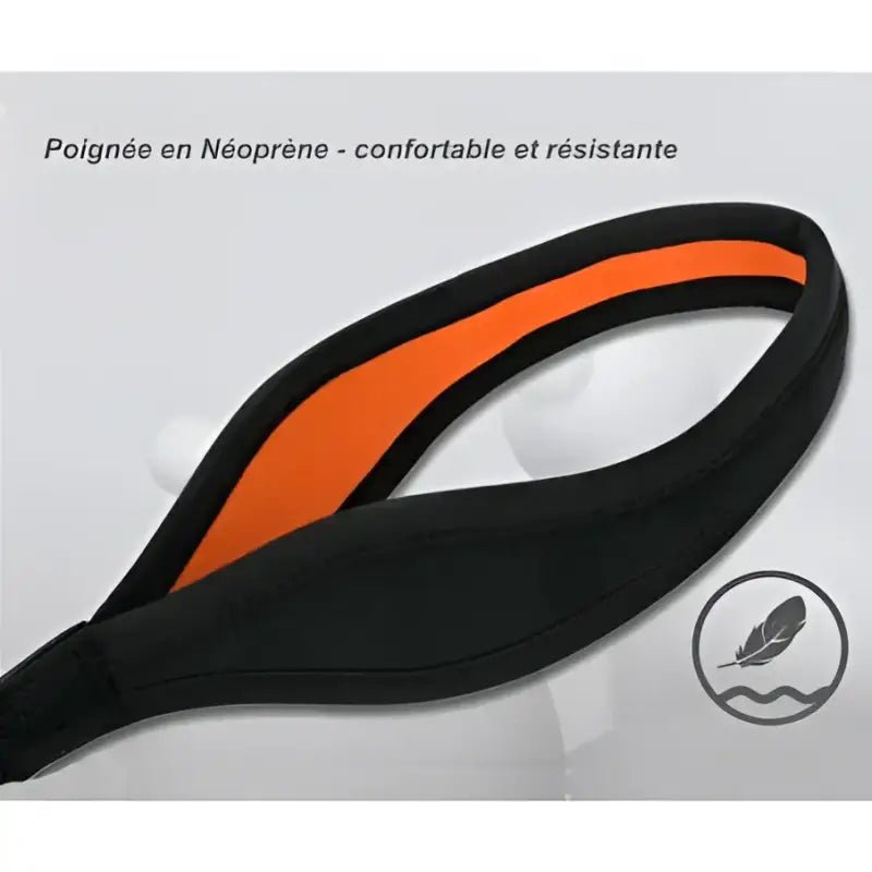 Poignée en néoprène noir et orange pour chien Truelove avec coutures réfléchissantes