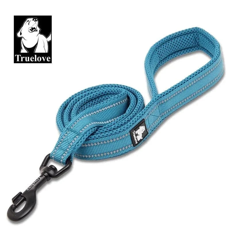 Laisse Courte Truelove 110 cm avec bandes réfléchissantes et clip noir, maille respirante