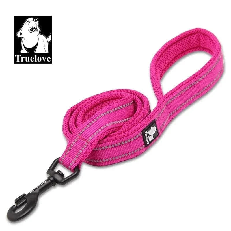 Laisse courte Truelove 110 cm avec bandes réfléchissantes et clip noir, maille respirante