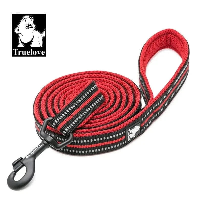 Laisse courte Truelove 110 cm avec bandes réfléchissantes et maille respirante pour chien