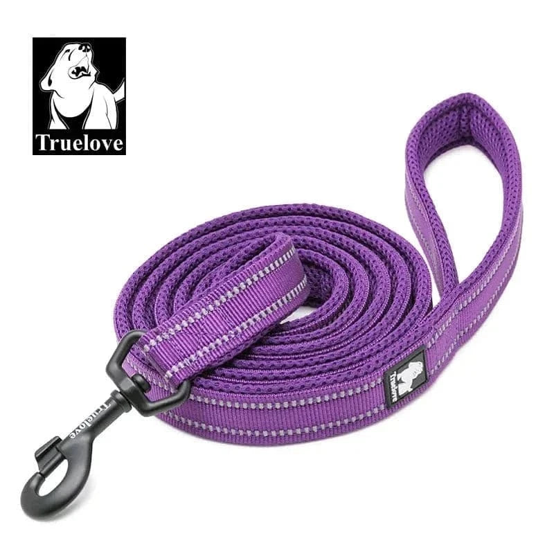 Laisse courte Truelove 110 cm avec bandes réfléchissantes et maille respirante rembourrée