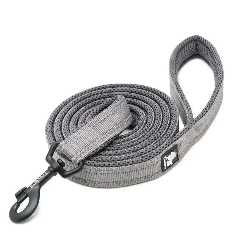 Laisse courte Truelove pour chien, en nylon gris, robuste, avec poignée rembourrée antiglisse