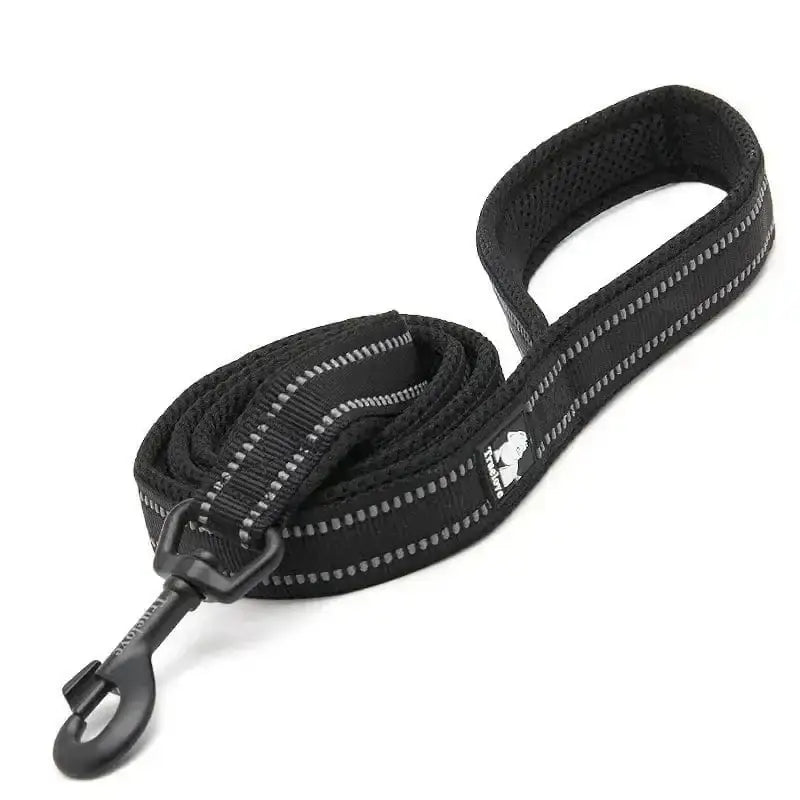 Laisse courte Truelove pour chien avec poignée rembourrée antiglisse et nylon noir