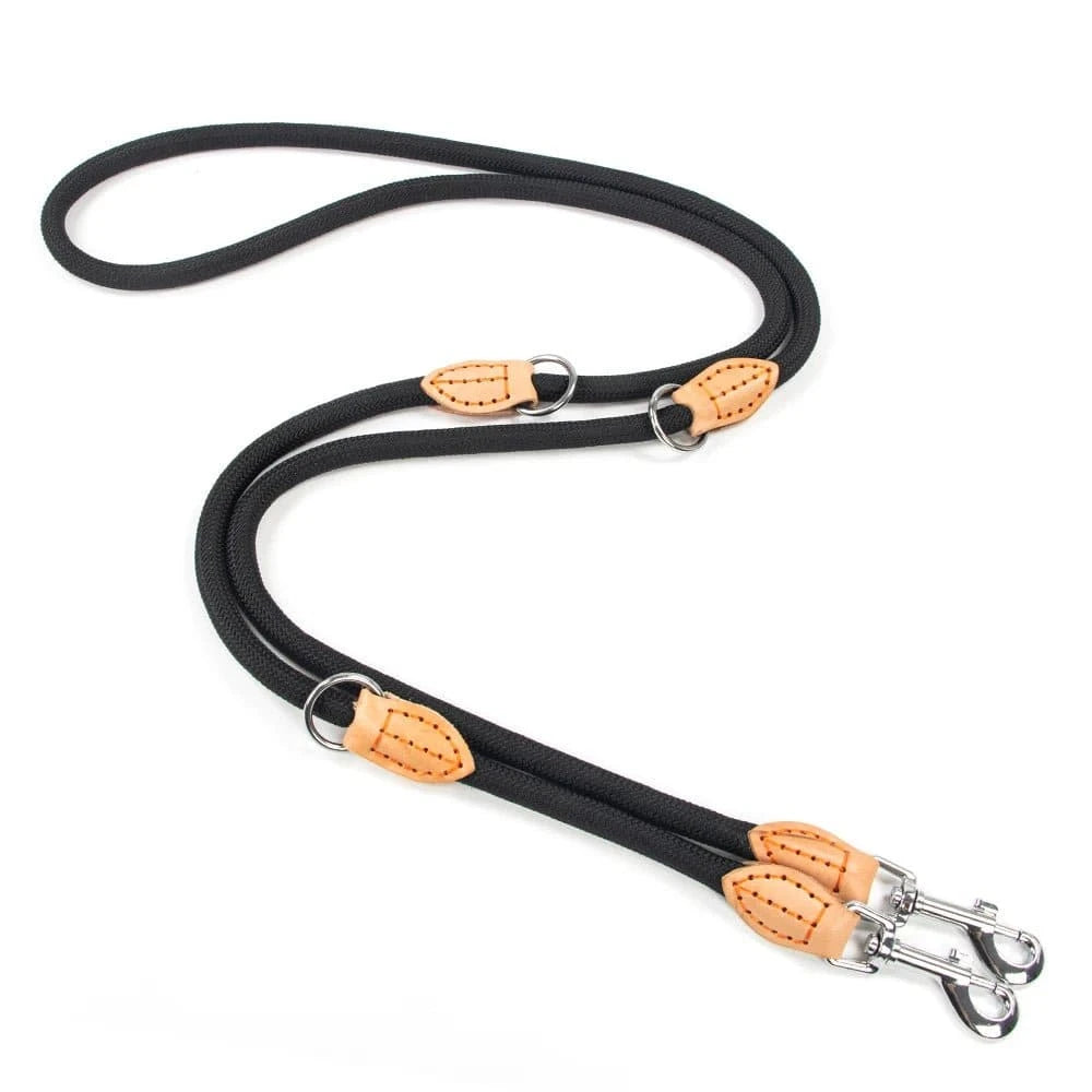 Laisse double ajustable 2,10 mètres - Café -