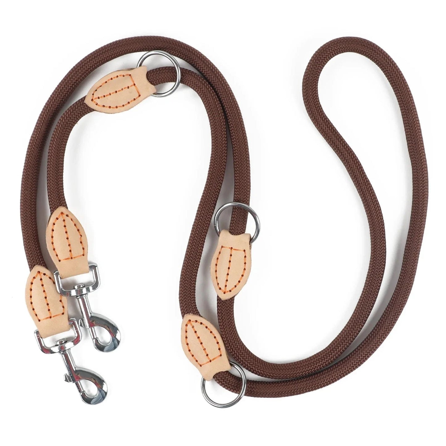 Laisse double ajustable 2,10 mètres - Chocolat -
