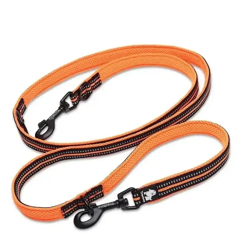 Laisse multifonction Truelove pour chien 7 en 1, orange avec accents noirs, robuste et réglable
