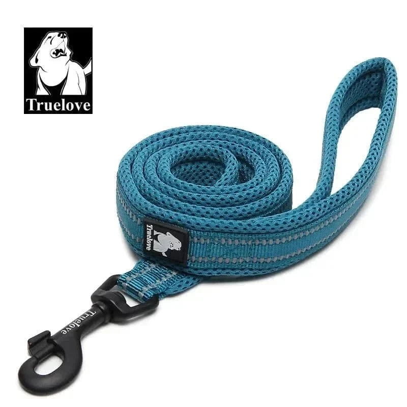 Laisse Truelove 200 cm maille douce avec clips noirs, coutures réfléchissantes