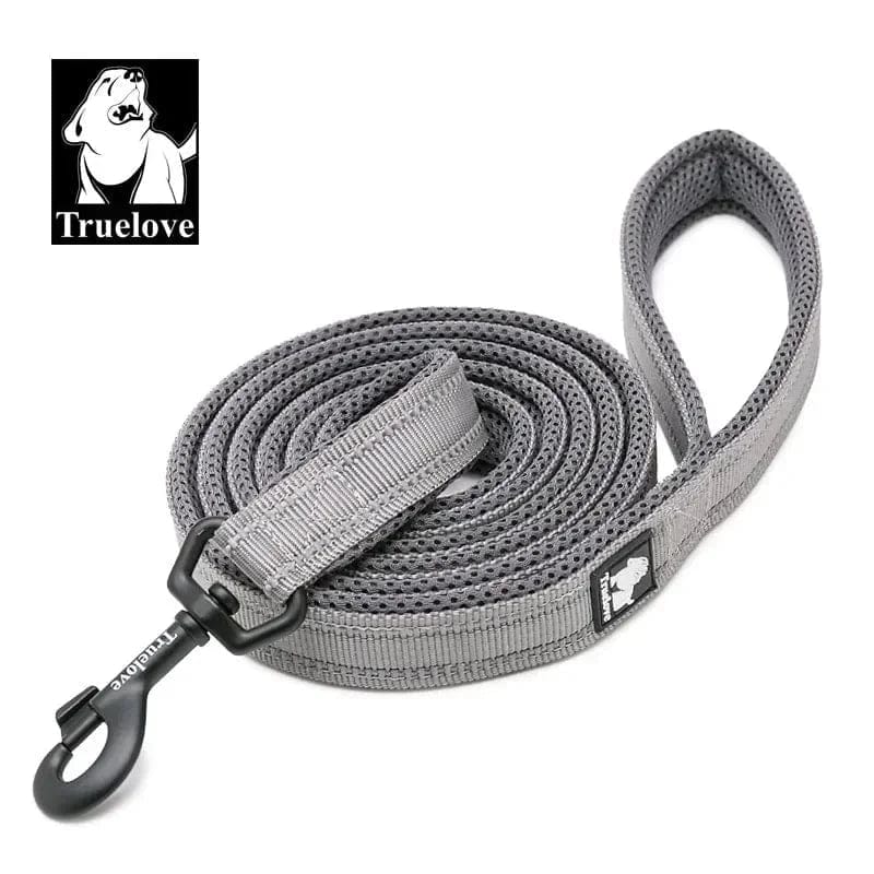 Laisse Truelove 200 cm maille douce avec coutures réfléchissantes et clip noir
