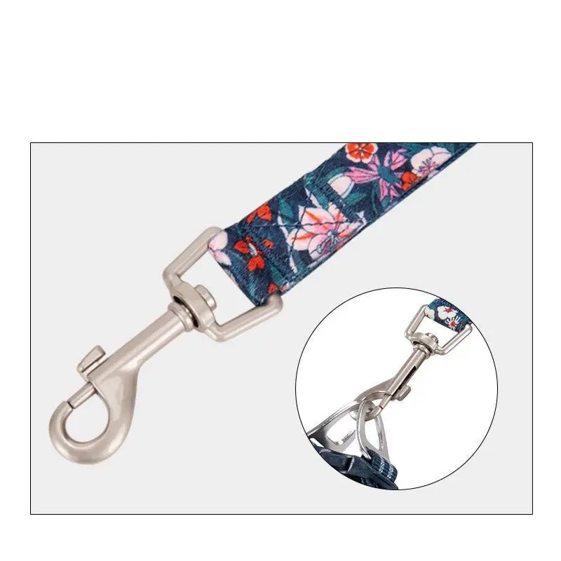 Laisse Truelove chien florale de 140 cm avec poche métallique, ergonomique et solide
