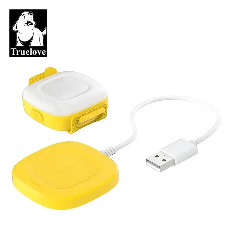 Lampe led Truelove pour harnais et colliers, jaune et blanc, avec câble USB rechargeable
