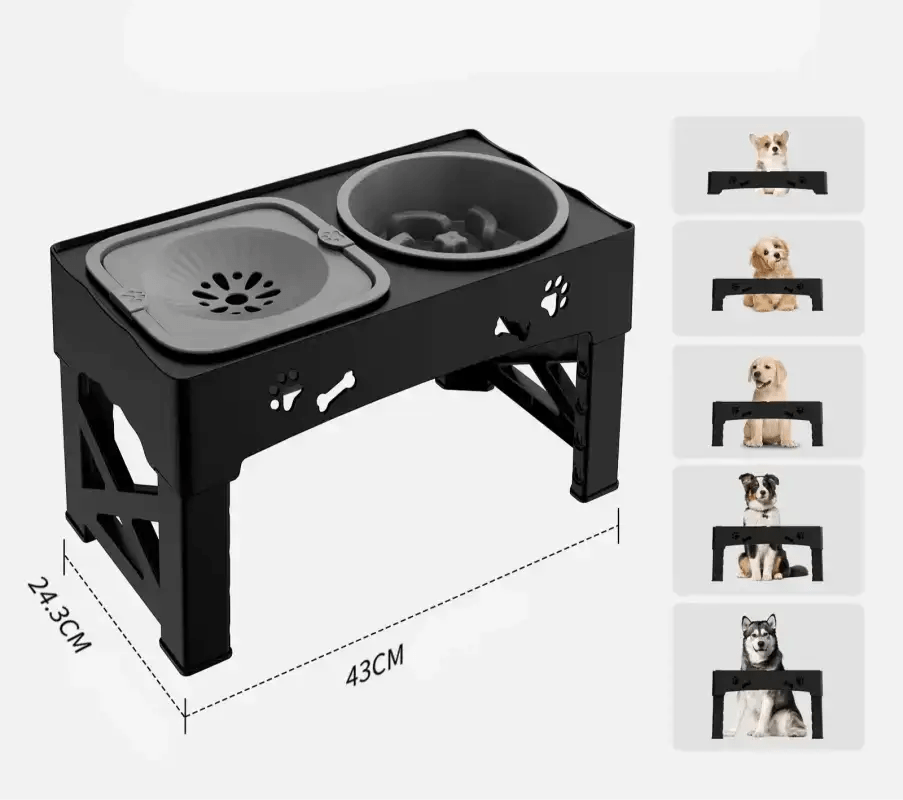 Mangeoire surélevée pour chien adulte avec double bol et support réglable en hauteur