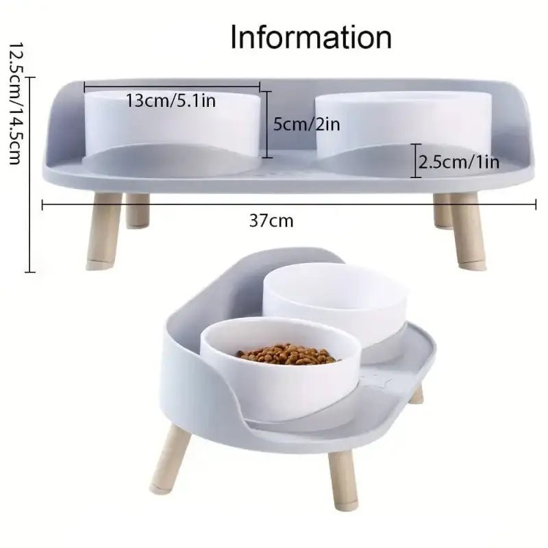 Photo d’une mangeoire surélevée moderne pour chien intérieur avec deux bols élégants