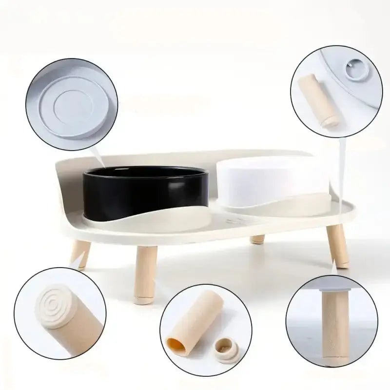 Image d’une mangeoire surélevée moderne pour chien intérieur avec deux bols design