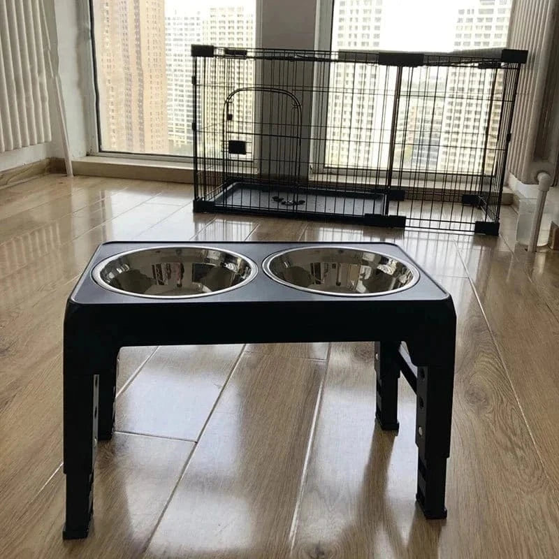 Mangeoire surélevée réglable en acier inoxydable pour chiens et chats