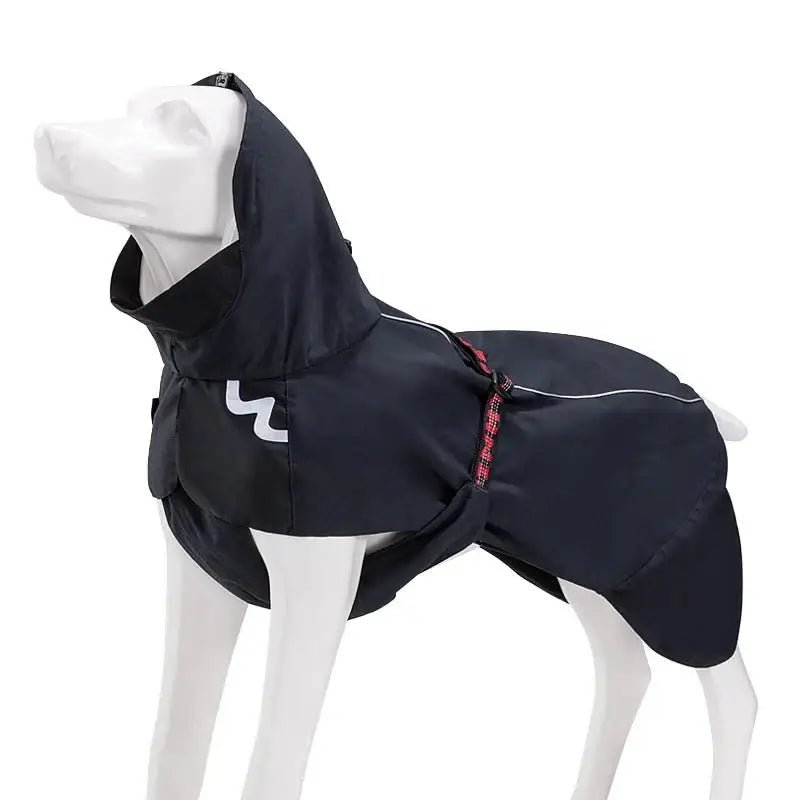 Manteau imperméable pour chien Truelove avec bandes réfléchissantes et capuche noire