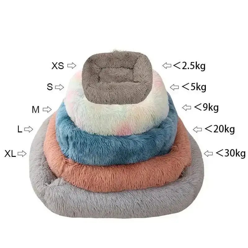 Stacked fluffy pet beds with soft, ultra-doux cushion for chien adulte in panier rectangulaire
