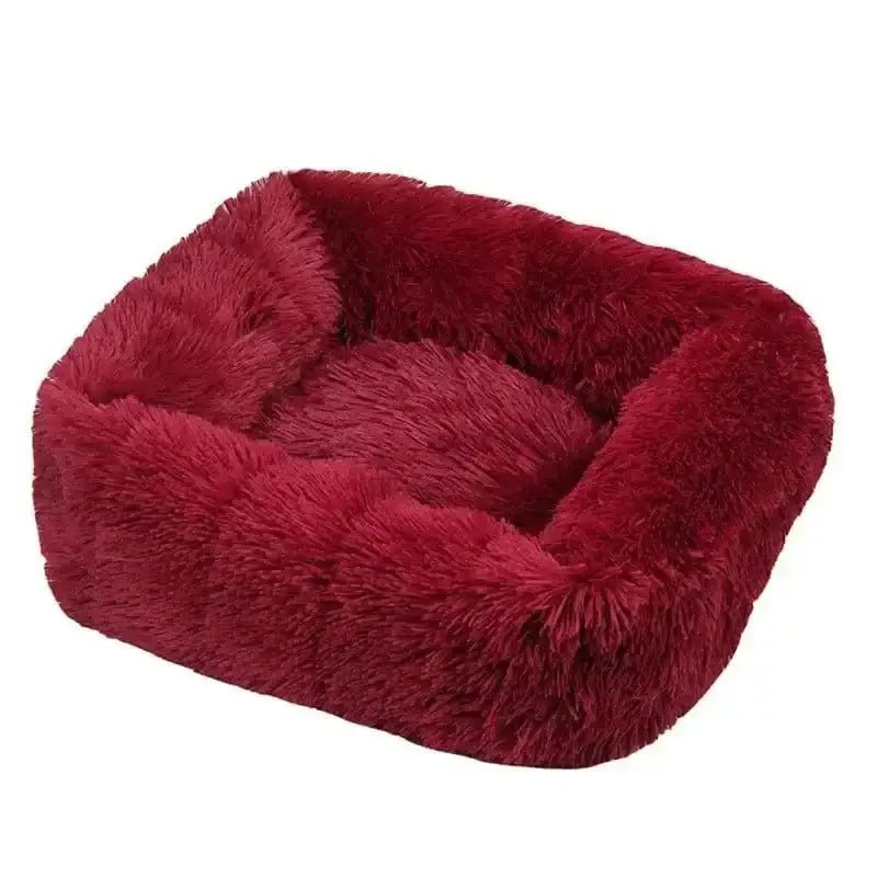 Panier rectangulaire pour petit chien avec coussin moelleux pour chien adulte en rouge