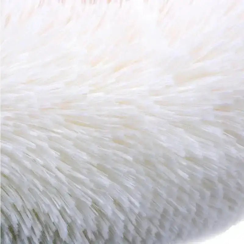 Image de flocons de faux fourrure blanche pour un panier pour chien orthopédique avec rebords confortables