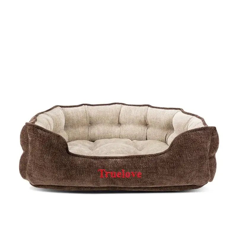 Panier pour chien Truelove en chenille avec matelas réversible en forme rectangulaire