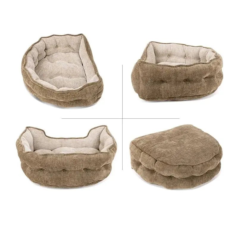 Panier pour chien Truelove en chenille avec matelas réversible et forme rectangulaire permet un usage versatile