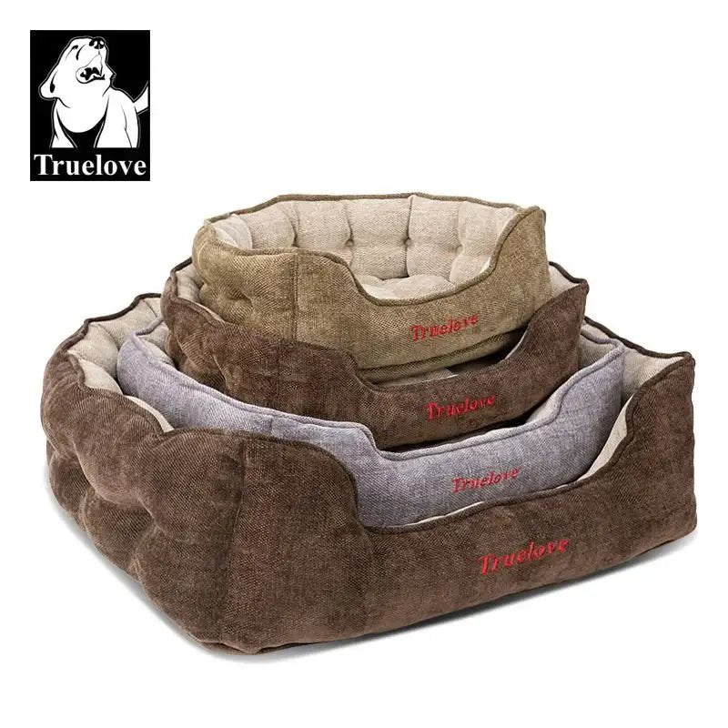 Panier pour chien Truelove en chenille avec rebords, forme rectangulaire permet confort optimal