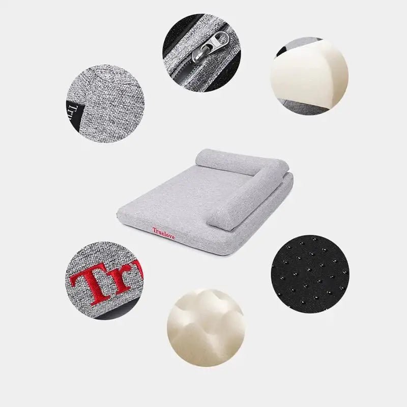 Panier pour chien Truelove en lin déhoussable avec mousse mémoire et confort optimal