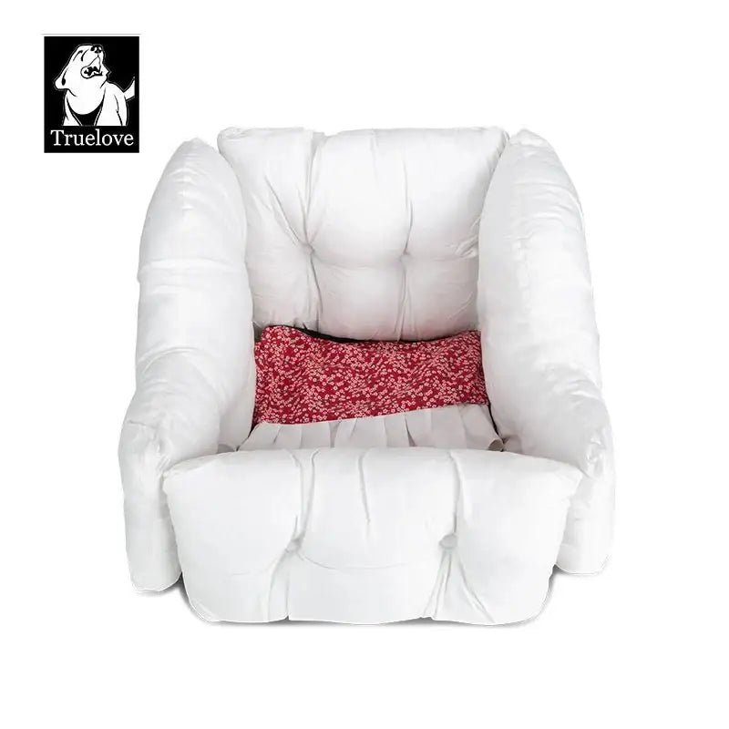 Panier pour chien Truelove en coton lavable avec base antidérapante et coussin rouge