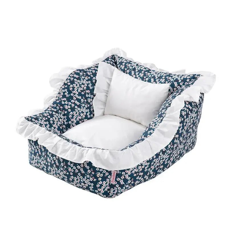 Panier pour chien Truelove en coton lavable avec base antidérapante et design floral