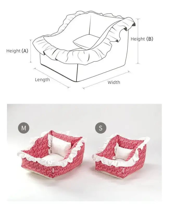 Panier pour chien Truelove en coton lavable avec base antidérapante et coussin blanc