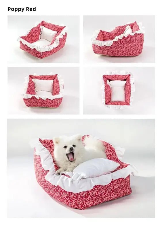 Panier pour chien Truelove en coton lavable avec base antidérapante et coussin amovible