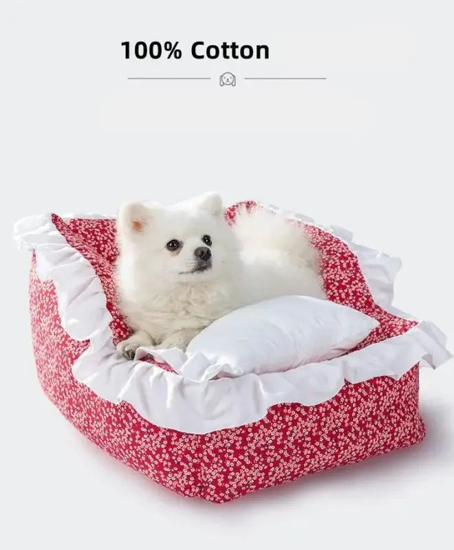 Panier pour chien Truelove en coton lavable avec base antidérapante et chien reposant