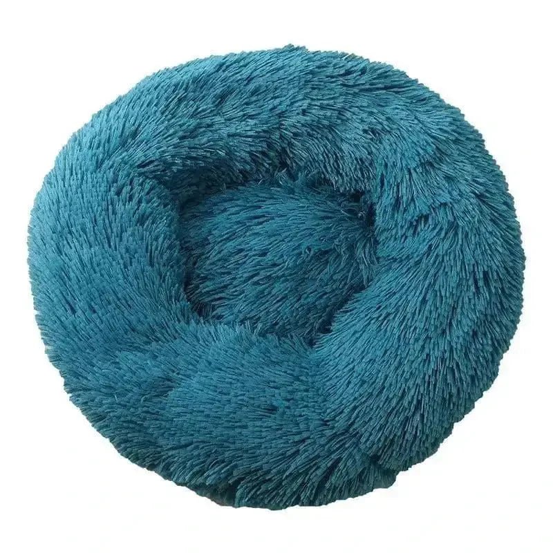 Panier orthopédique pour chien adulte cocooning en tissu teal, coussin apaisant