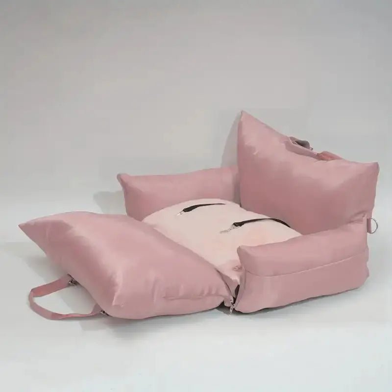 Panier de transport design pour chien avec lit gonflable rose, sécurisé et rembourré