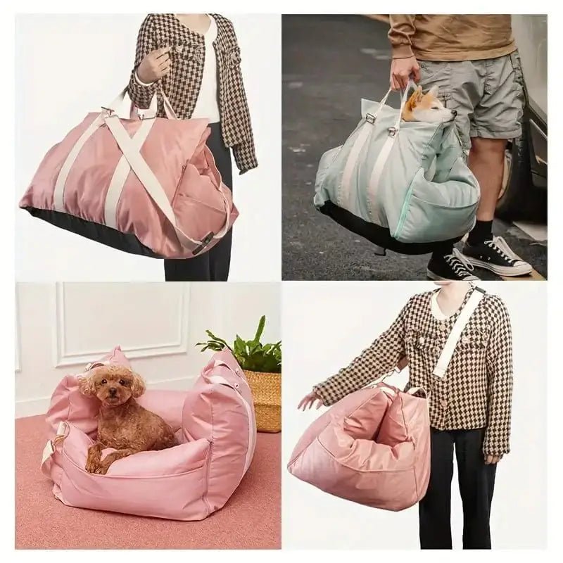 Panier de transport design pour chien avec lit rembourré, sécurisé et haut de gamme