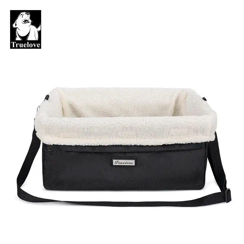 Panier de transport pour chien Truelove Secure avec siège noir et doublure en plush crème