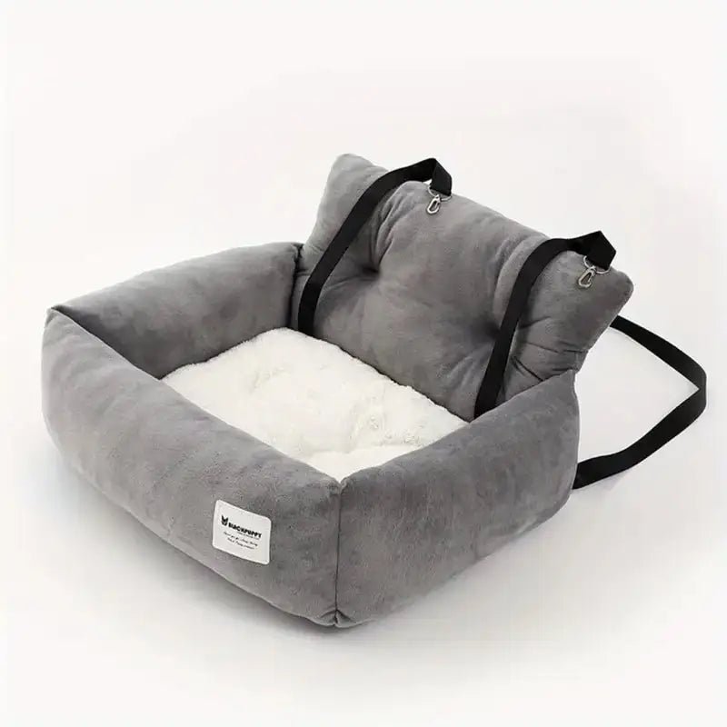 Photo d’un panier de voiture pour chien en peluche sécurisé, siège auto pour petit chien sécurisé