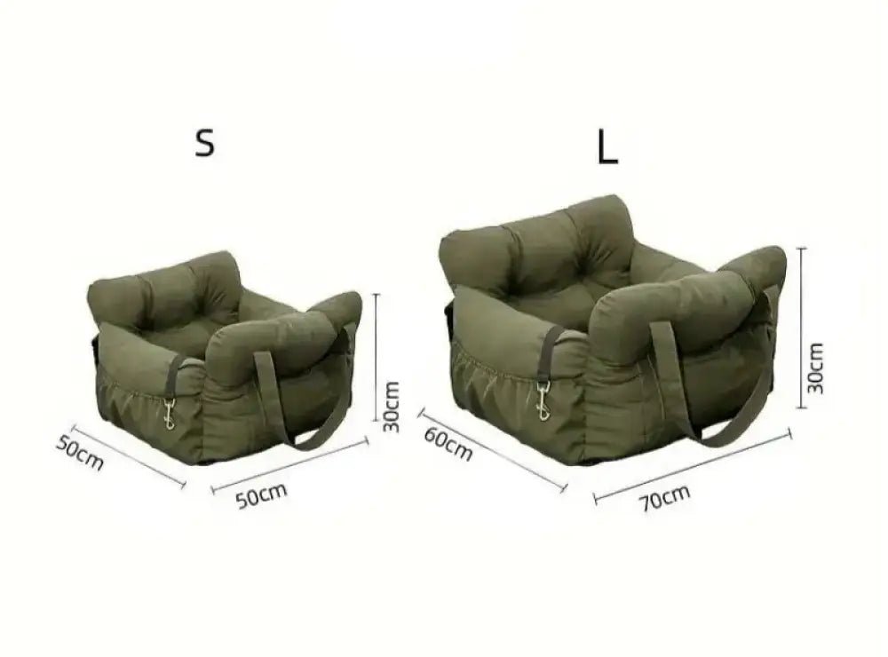 Deux paniers de transport voiture pour chien avec fixation rapide, rembourrés et bords surélevés