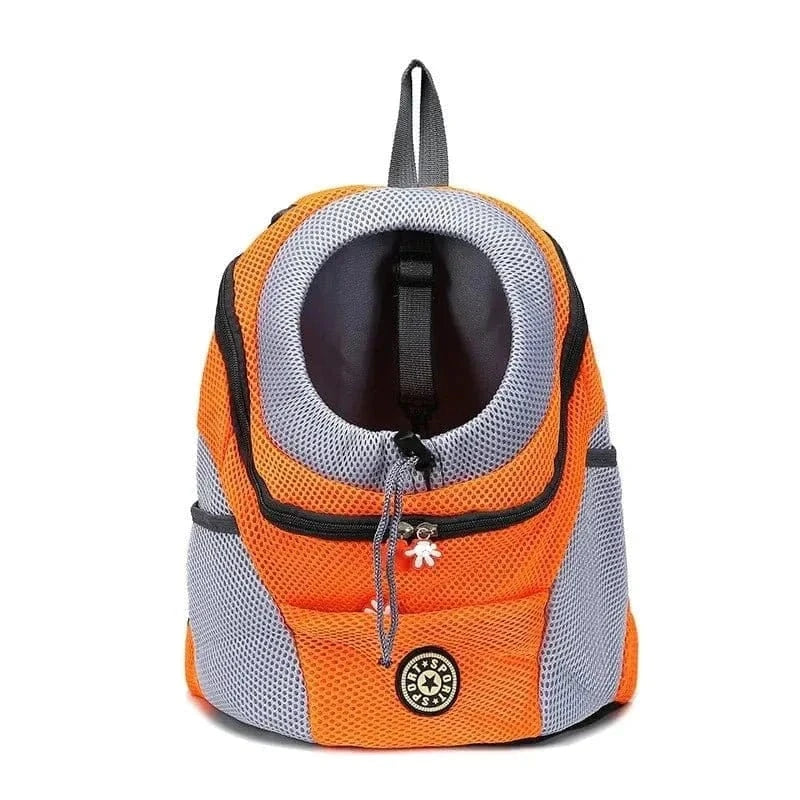 Sac à Dos Respirant avec port à l’avant, verrou pour moyens chiens, coloris orange et gris