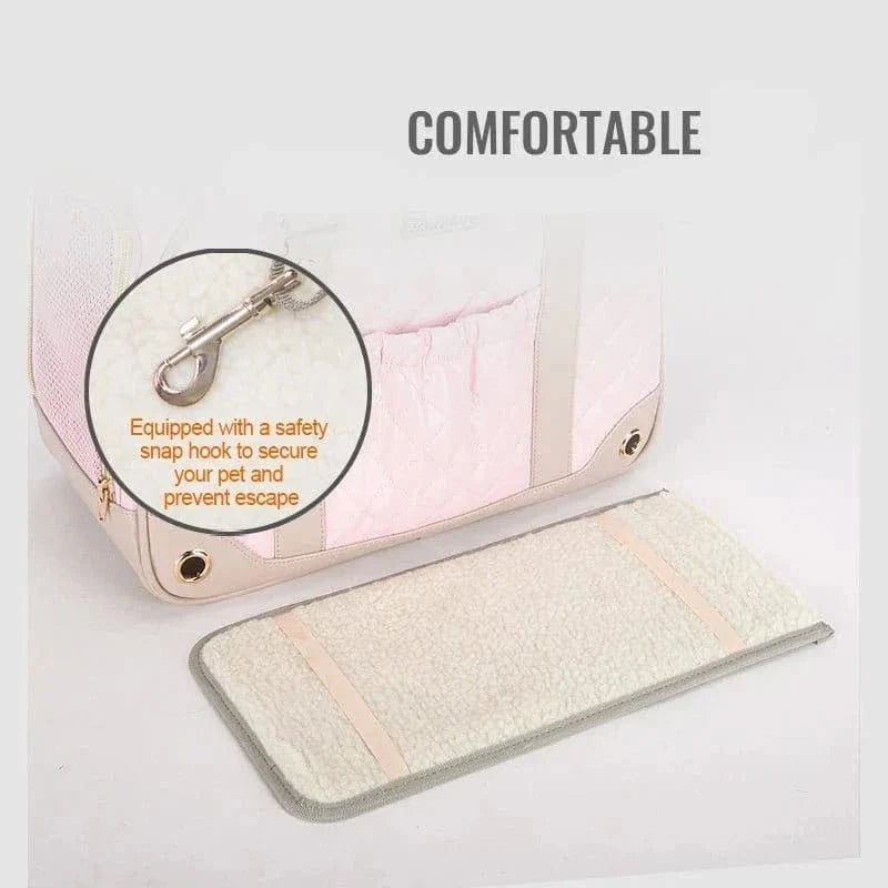 Pink pet carrier with safety hook and plush mat for petite à moyenne sac à main Truelove Fashion
