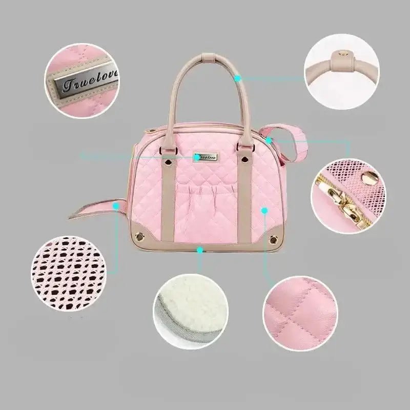 Sac à main pour petit chien Truelove, sac de transport chien façon sac à main fashion, rose