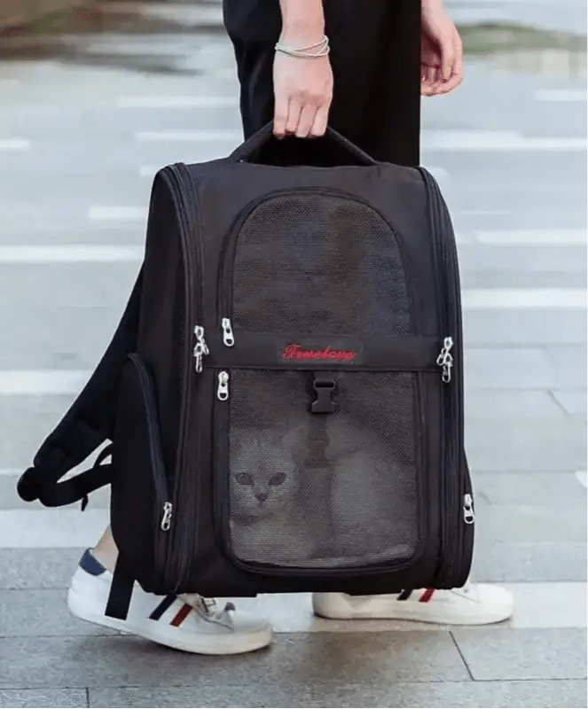 Sac à dos pour chien Truelove chic noir, tissu résistant, sac transport chien stylé