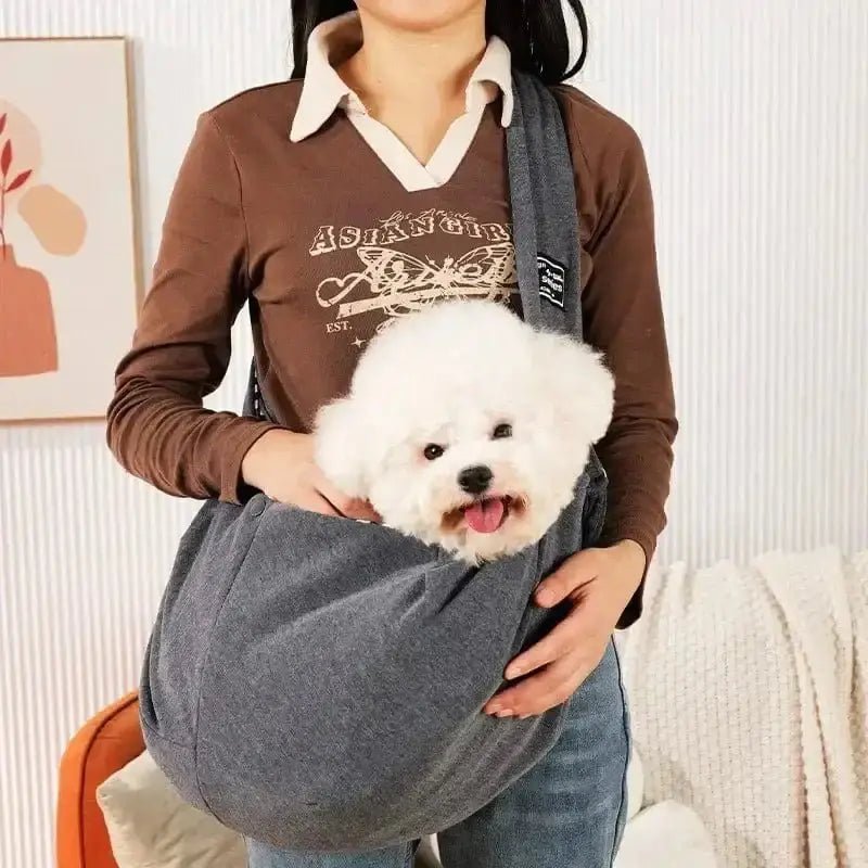 Sac bandoulière pour petit chien confortable avec chien blanc, sac de transport en bandoulière