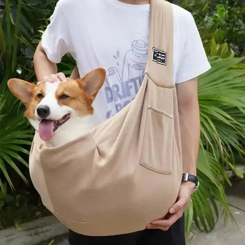 Sac bandoulière pour petit chien confortable avec chien Tan et Corgi, sac sling réglable pour promener un petit chien