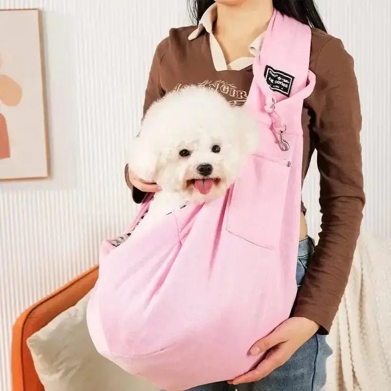 Sac sling réglable pour promener un petit chien confortable et léger en rose