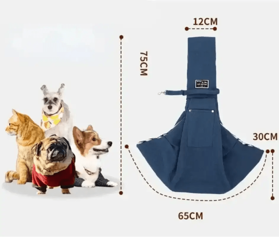 Sac bandoulière pour petit chien confortable avec dimensions, sac sling réglable pour promener un petit chien