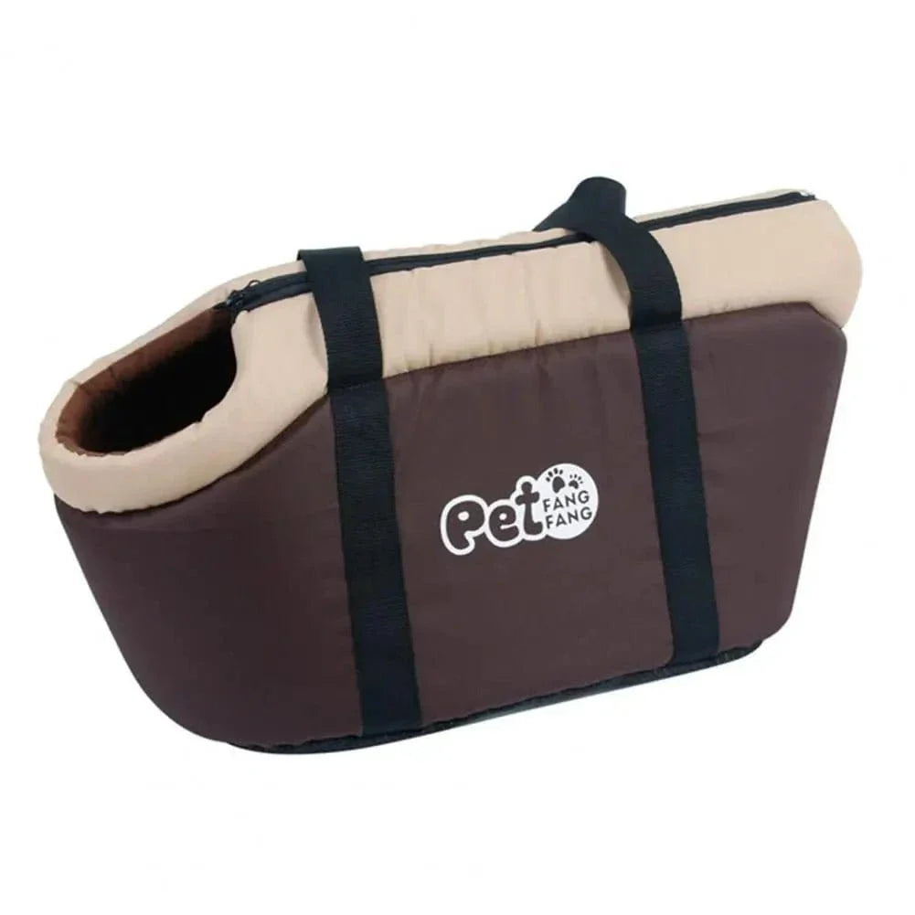 Sac de Transport Confortable en beige et marron avec design respirant pour petits chiens
